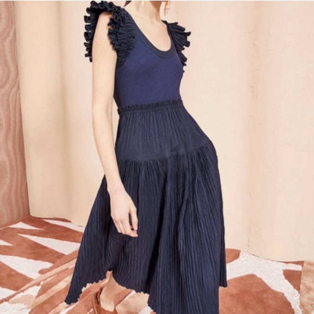 NWT Ulla Johnson Virginia Dress Midnight Blue. Beautiful pleats.